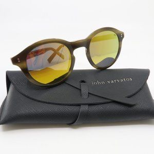John Varvatos V519 New Olive Horn/Gold Polarized Mirrored Men's Sunglasses 47mm